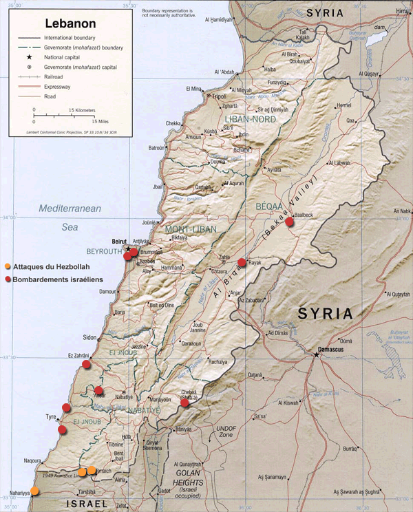 Guerre Liban-Israël (2006) - Bombardements au 13 juillet 2006