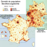 Allemagne-France – densité de population (2011)