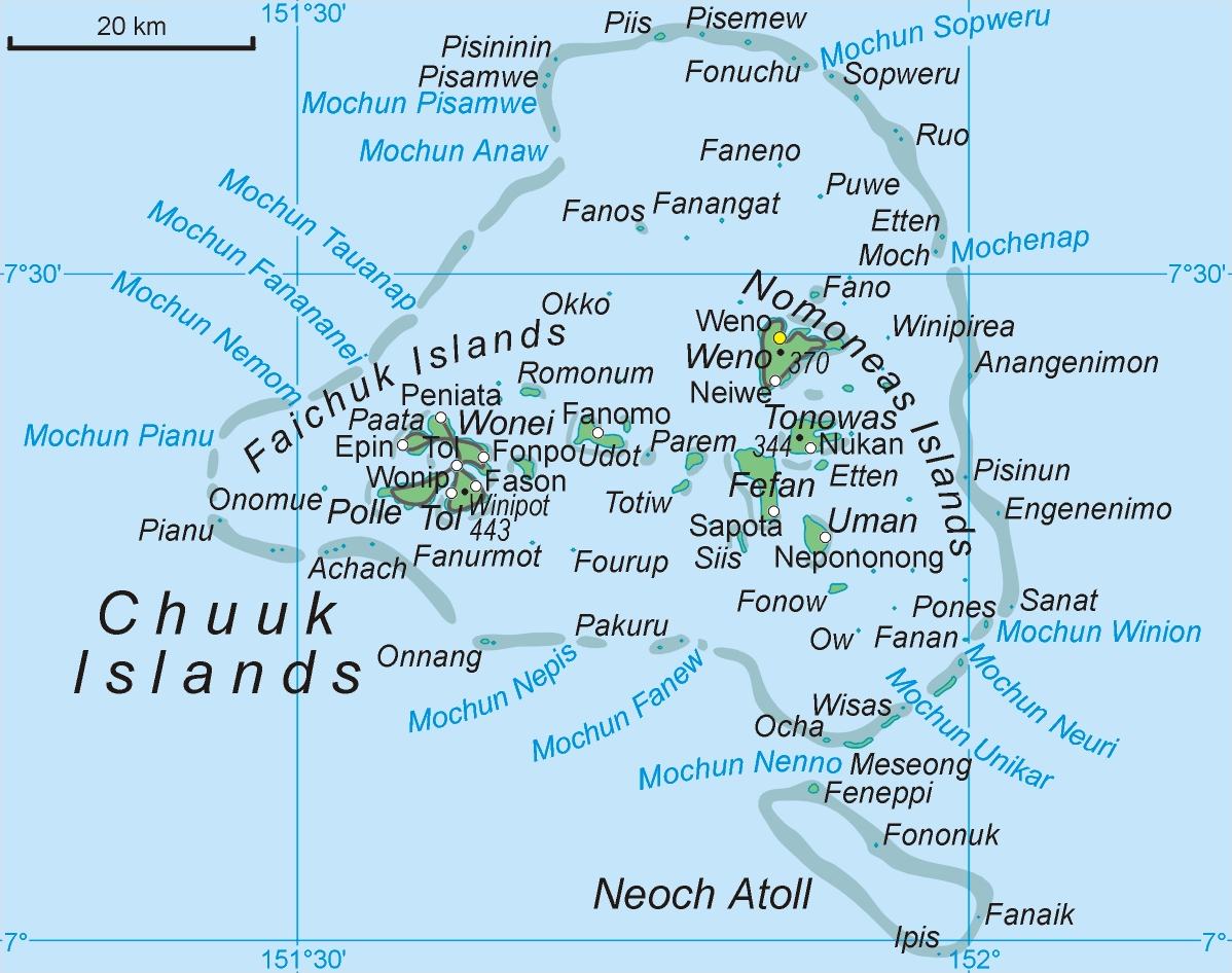 Micron\u00e9sie - Chuuk (Truk) \u2022 Carte \u2022 PopulationData.net