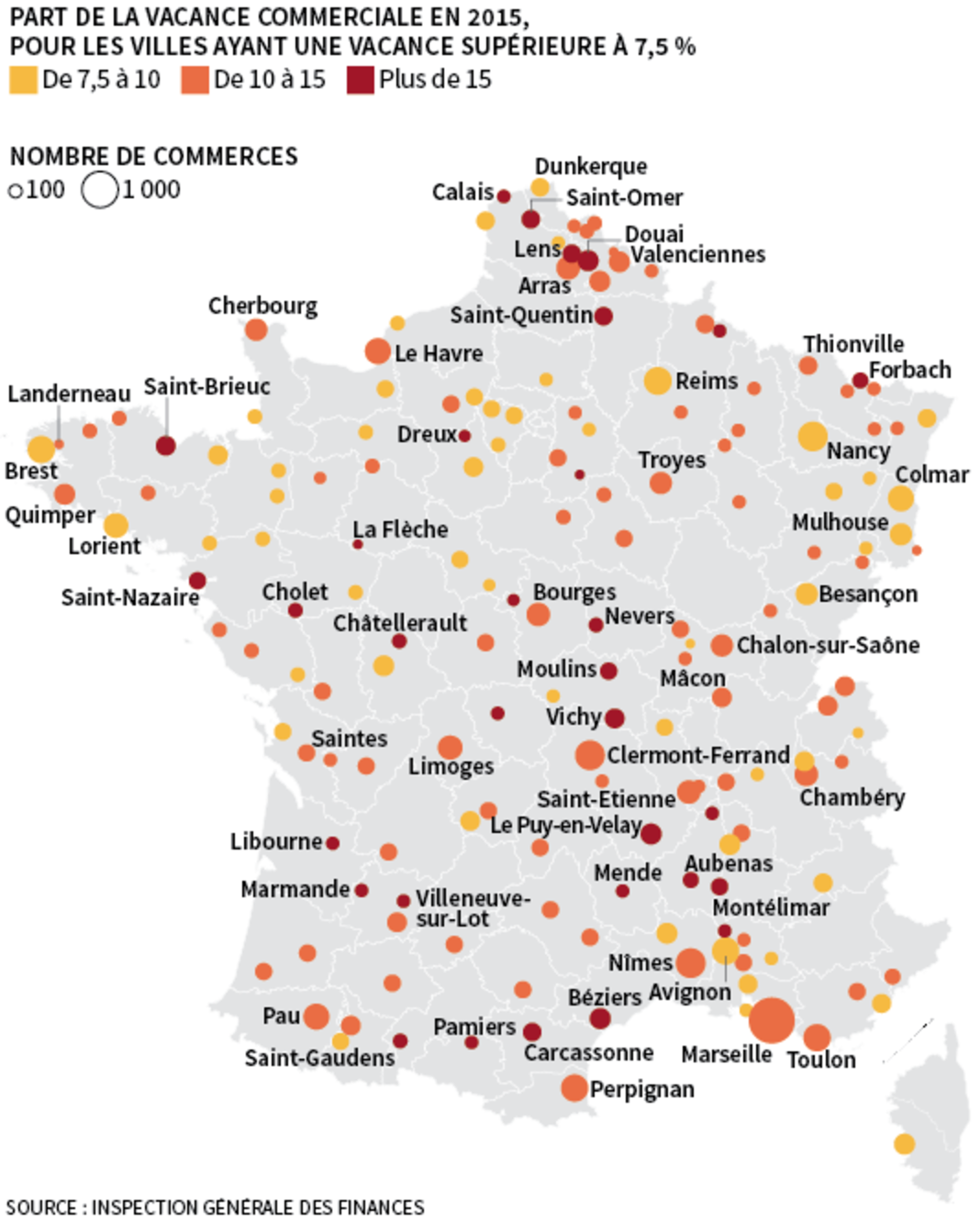 France – vacance commerciale des centres-villes (2015 ...