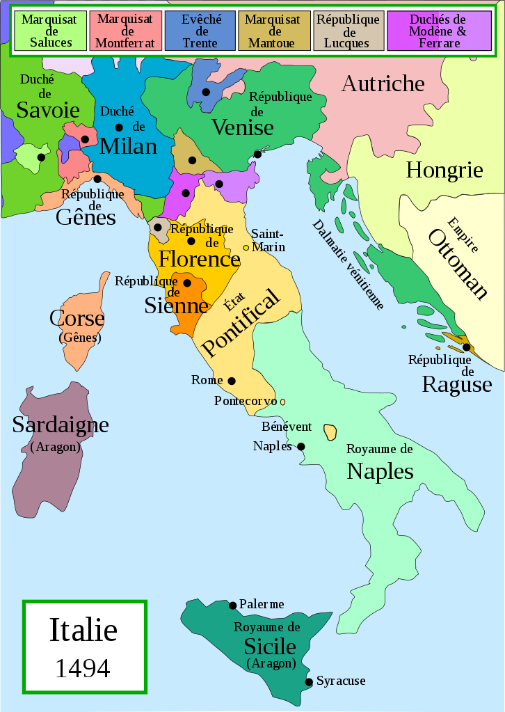 Italie (1494) • Carte • PopulationData.net