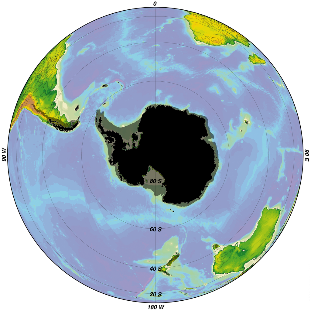 Monde – Glaciation : hémisphere sud – PopulationData.net