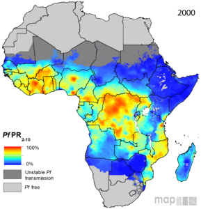 Afrique - Malaria (prévalence 2000)