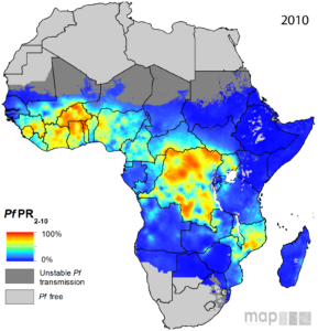 Afrique - Malaria (prévalence 2010)