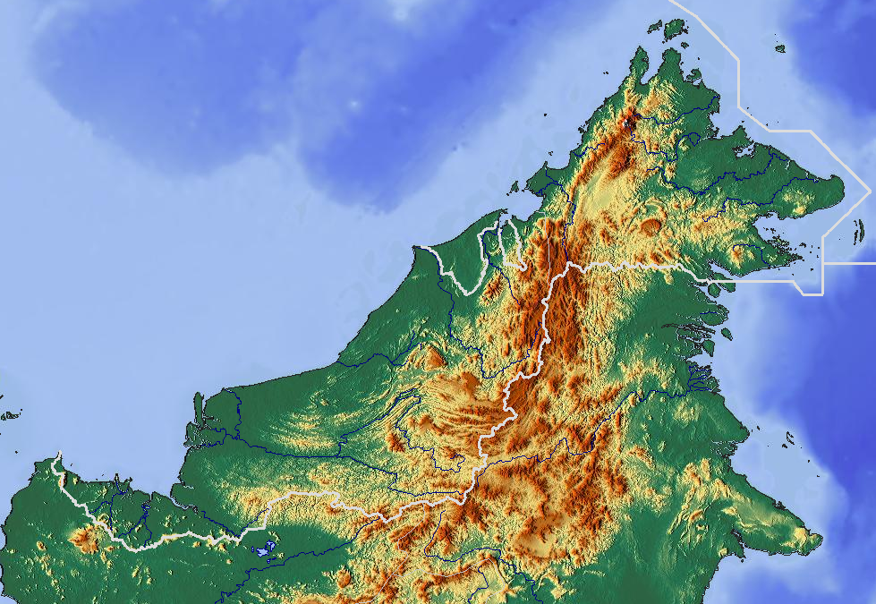  Malaisie  Born o  topographique  Carte  PopulationData net