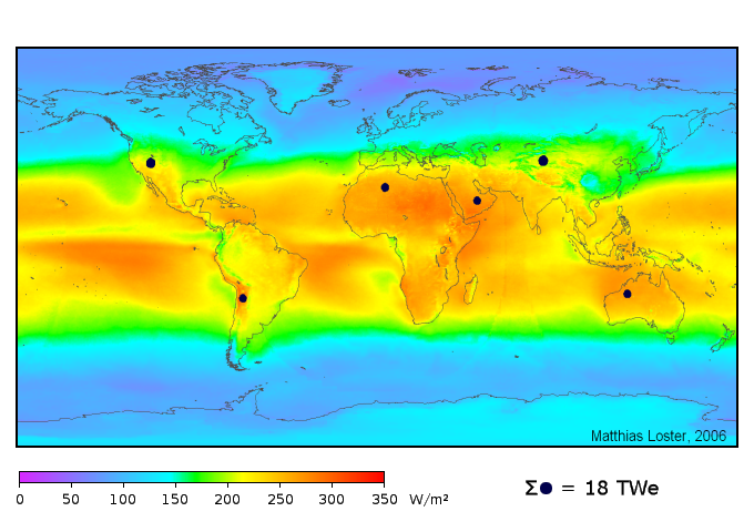 Monde - Irradiation solaire • Carte • PopulationData.net