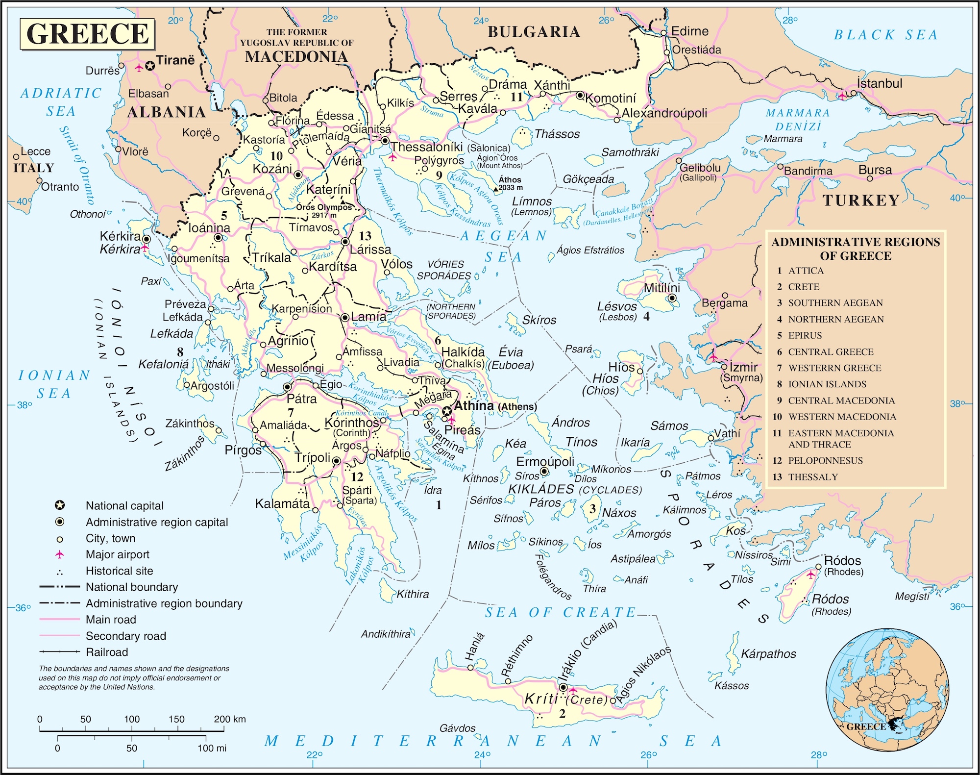 Grèce • Carte • PopulationData.net