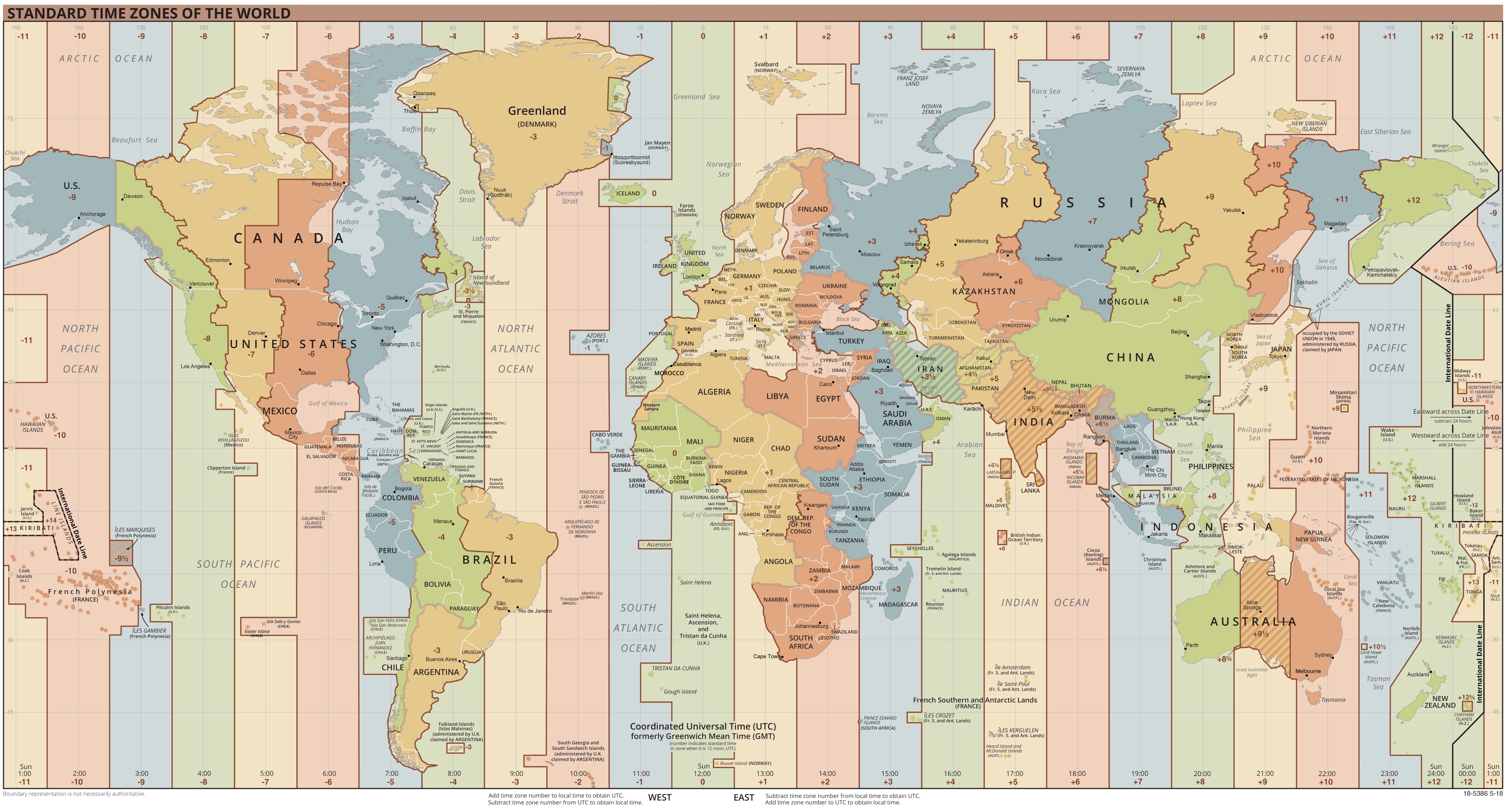 Monde Fuseaux Horaires Carte Populationdatanet