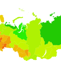 Russie – densité des régions (2017)