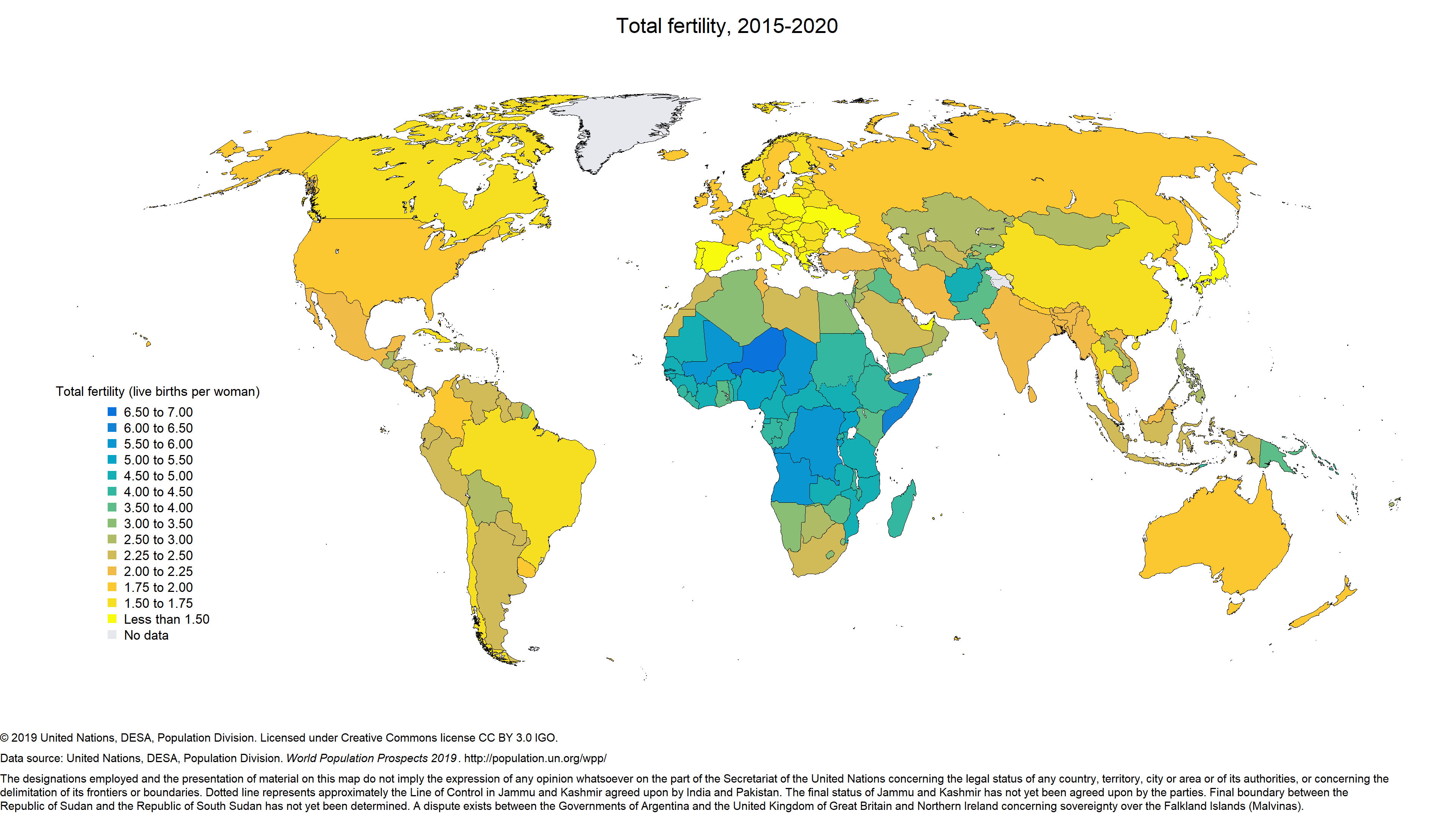 Monde - Fertilité (2015-2020)