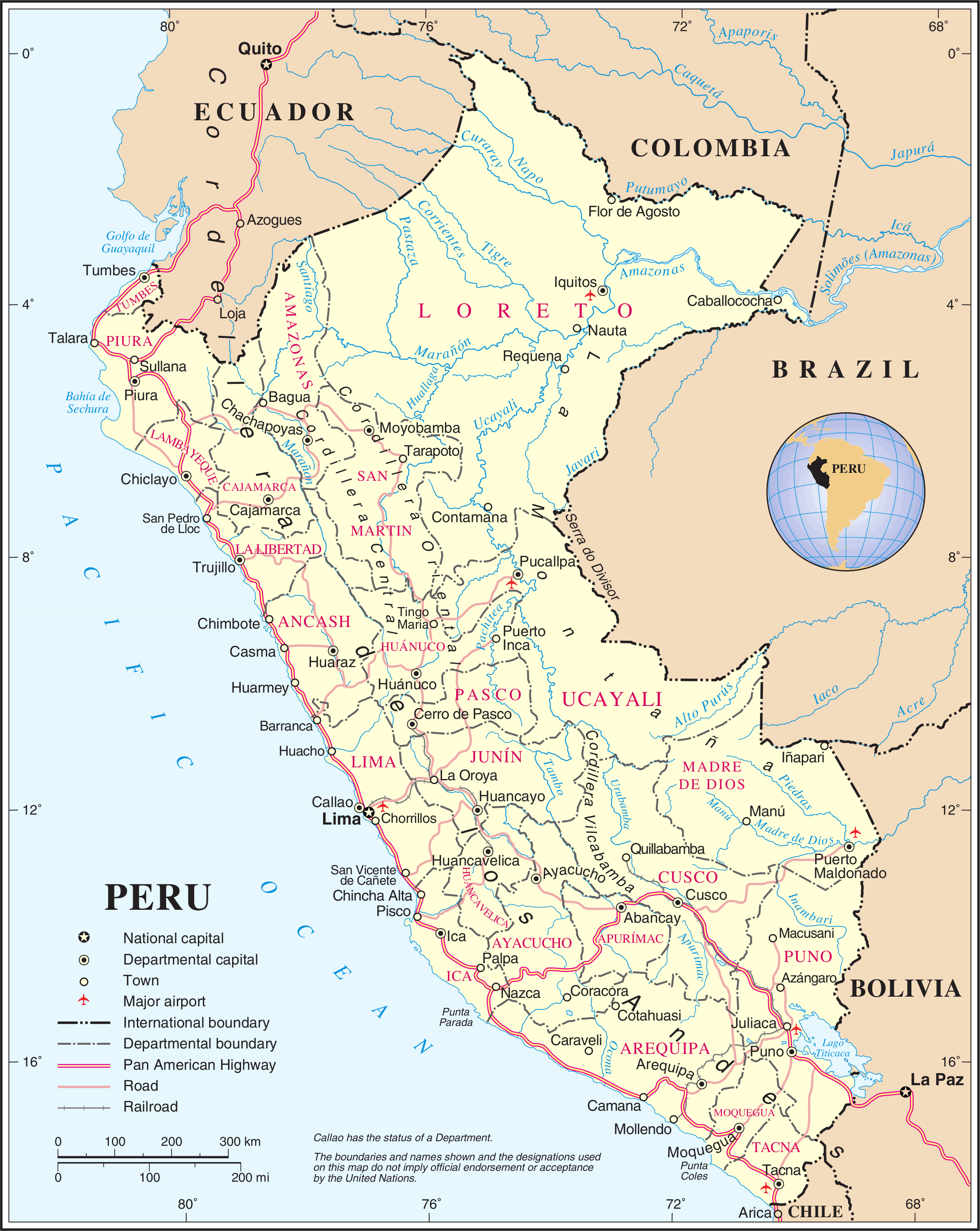 Pérou - administrative • Carte • PopulationData.net