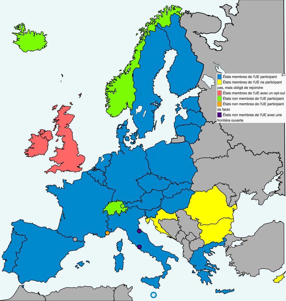 Europe Espace Schengen Carte Populationdatanet