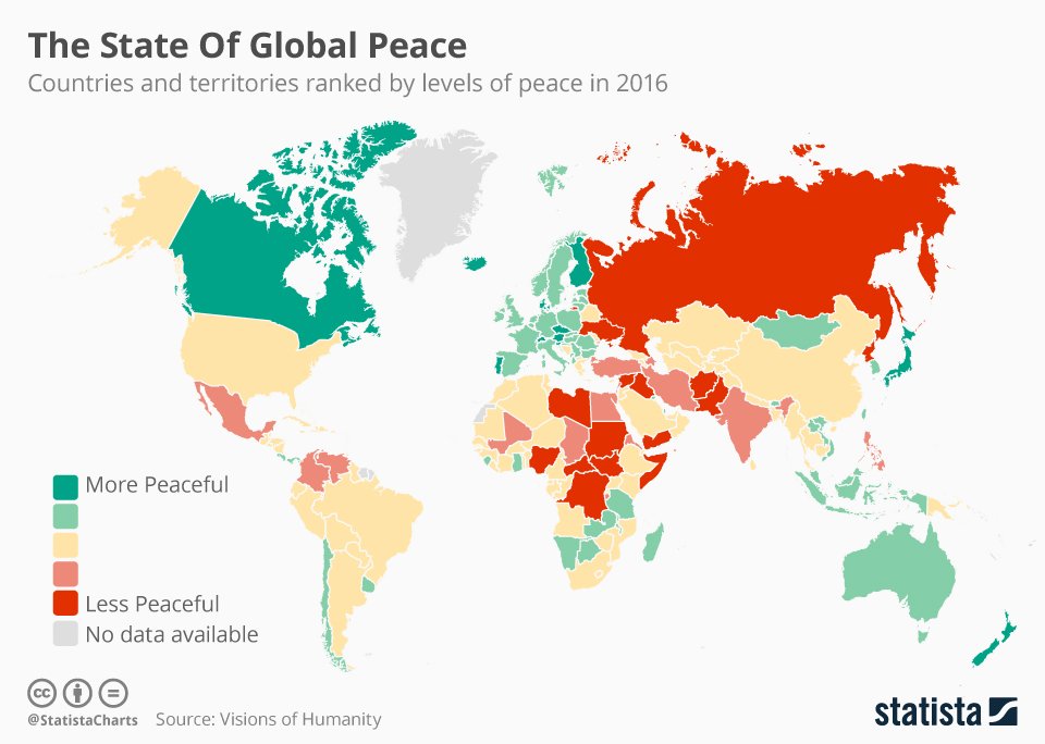 Monde - indice de la paix 2016