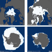 Arctique et Antarctique : superficie maximum et minimum de la banquise (2009)