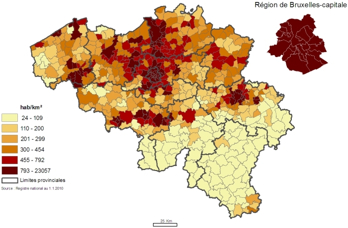 Belgique Densite 10 Carte Populationdata Net