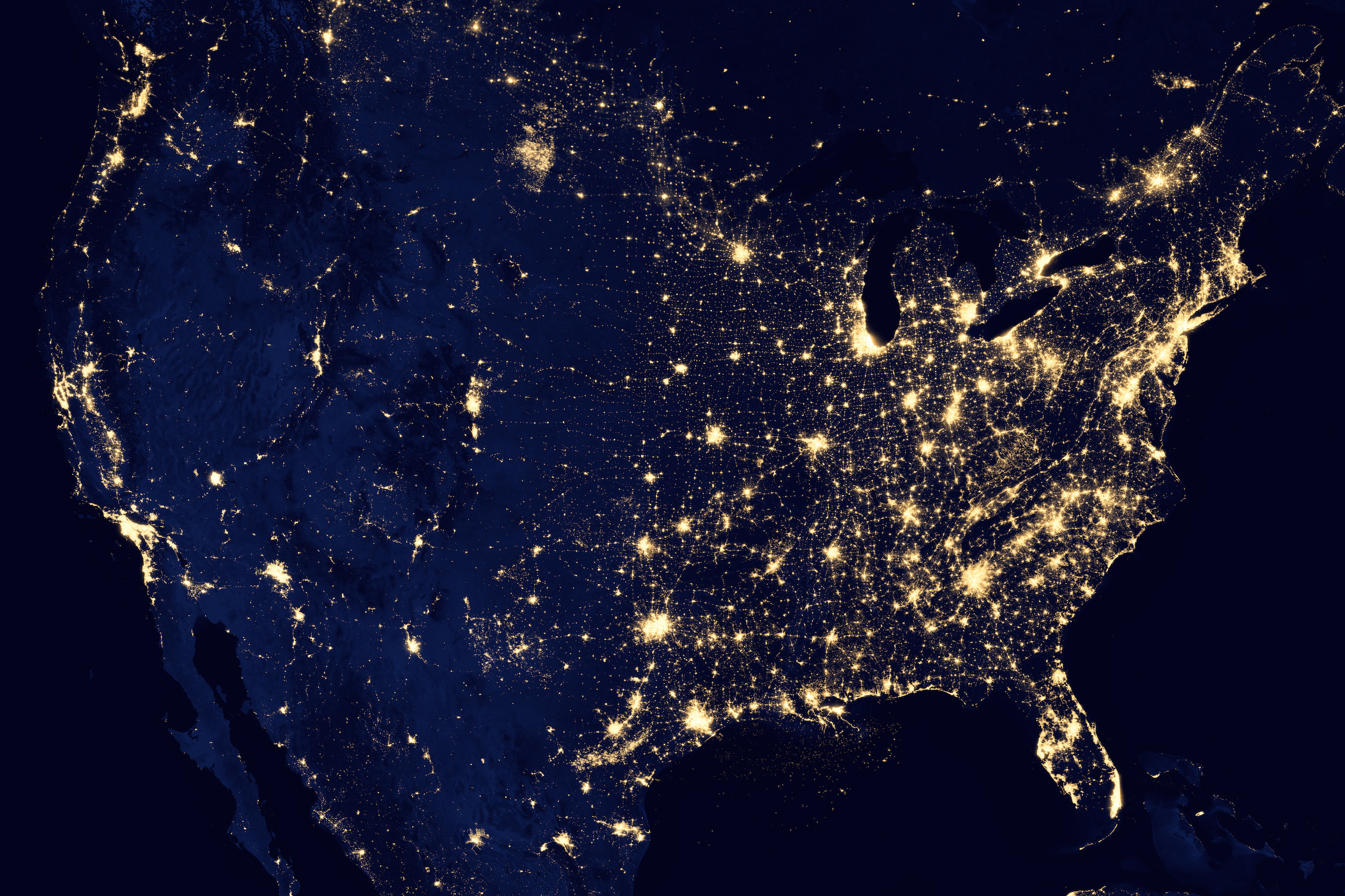États-Unis - lumières de la nuit