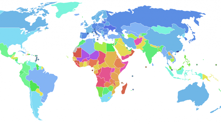 Monde : carte de l’indice de fécondité en 2006