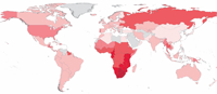 Sida : carte de la prévalence du VIH dans le monde