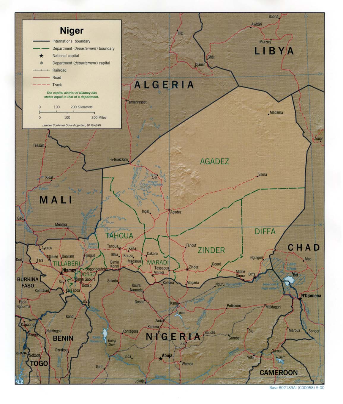 Niger Relief Carte Populationdatanet